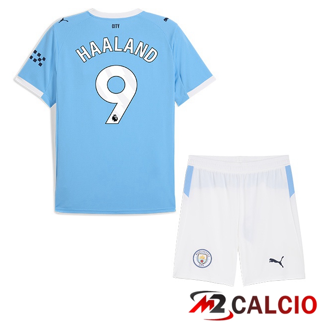 Maglie Calcio Manchester City (Erling Haaland 9) Bambino Prima Blu 2025/2026