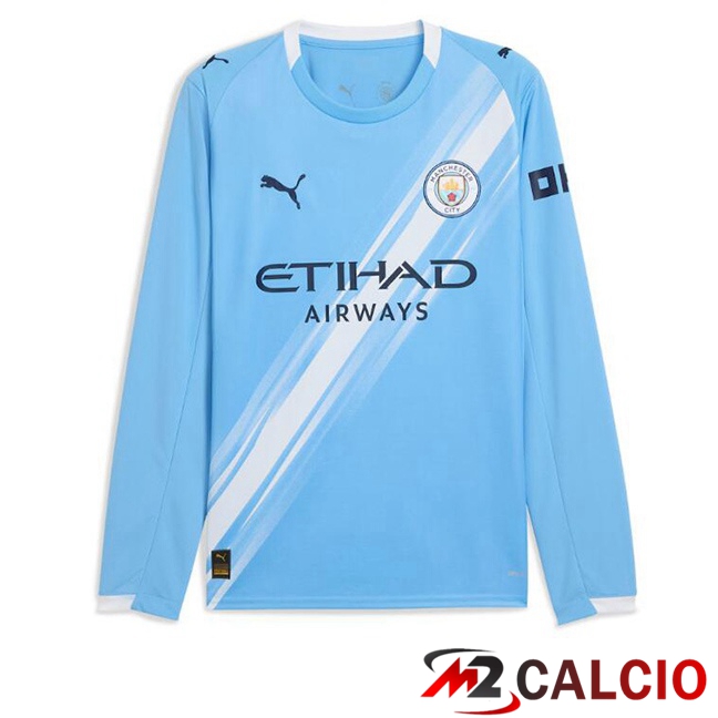 Maglie Calcio Manchester City Prima Manica Lunga Blu 2025/2026