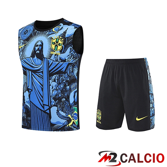 Canotta Calcio Brasile Bambino Blu/Nero 2025/2026