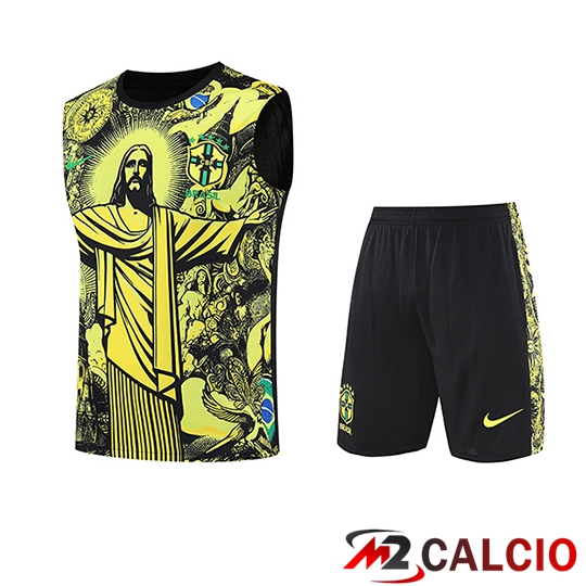 Canotta Calcio Brasile Bambino Giallo/Nero 2025/2026