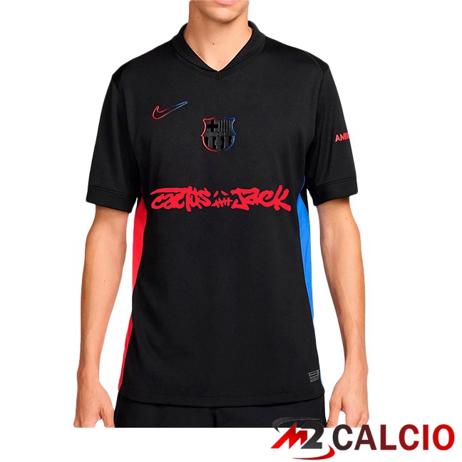 Maglie Calcio FC Barcellona Seconda Travis Scott Nero 2024/2025
