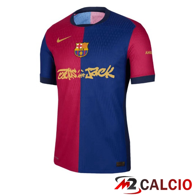Maglie Calcio FC Barcellona Prima Travis Scott Blu Rosso 2024/2025