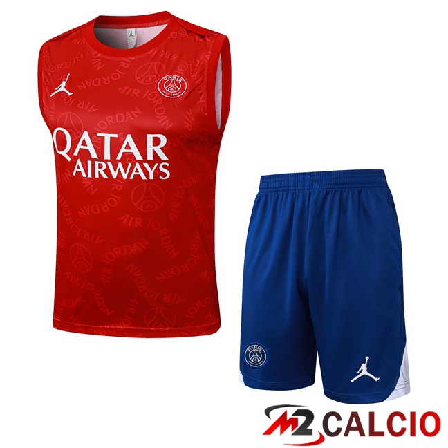 Canotta Allenamento Jordan Paris PSG + Pantaloncini Rosso 2025/2026