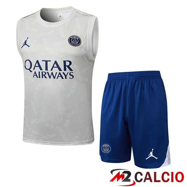 Canotta Allenamento Jordan Paris PSG + Pantaloncini Grigio 2025/2026