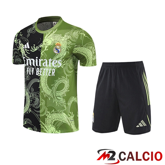 Insieme T Shirt Allenamento Real Madrid Bambino Nero/Verde/Bianco 2025/2026
