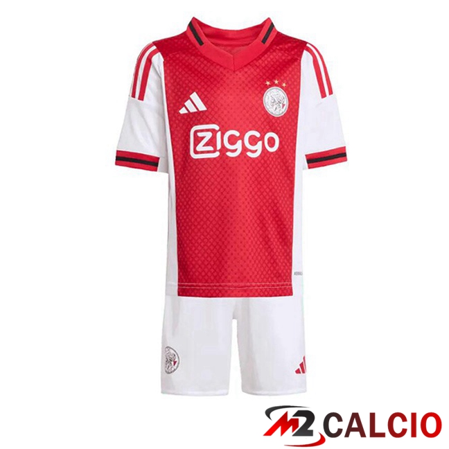 Maglie Calcio AFC Ajax Bambino Prima Rosso Bianco 2025/2026