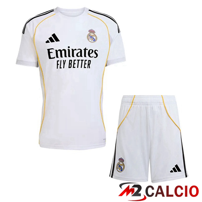 Maglie Calcio Real Madrid Bambino Prima Bianco 2025/2026