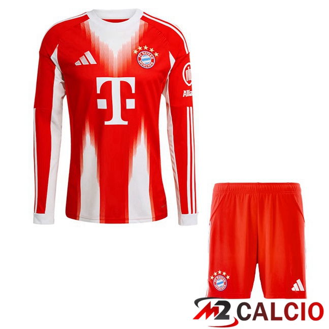 Maglie Calcio Bayern Monaco Bambino Prima Manica Lunga Rosso 2025/2026