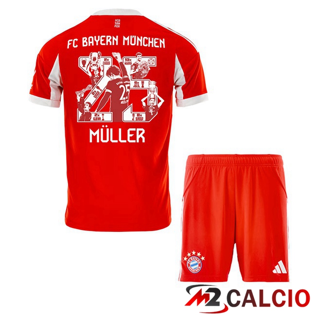 Maglie Calcio Bayern Monaco (Müller 25) Bambino Prima Edizione Speciale Rosso 2025/2026