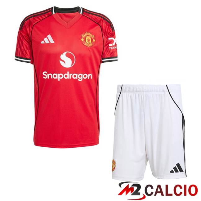 Maglie Calcio Manchester United Bambino Prima Rosso 2025/2026