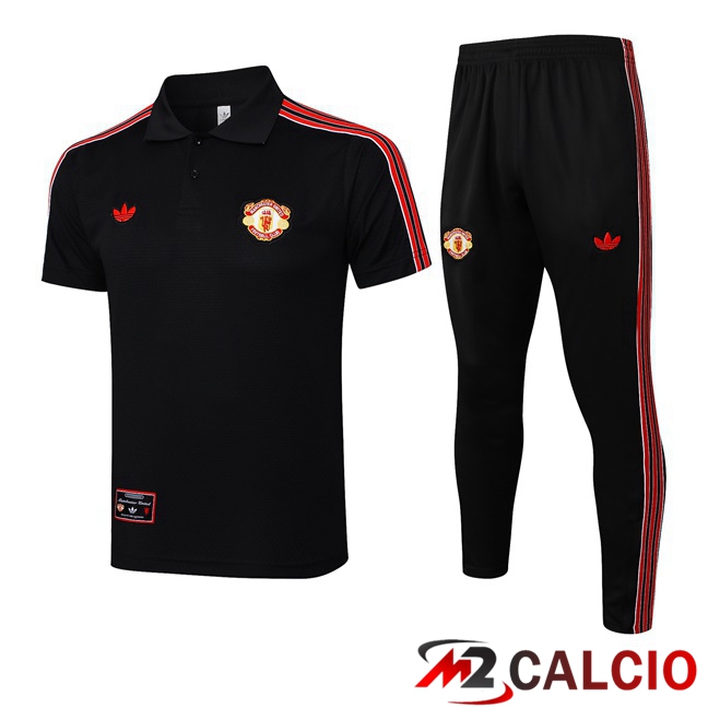 Insieme Polo Manchester United + Pantaloni Nero 2025/2026