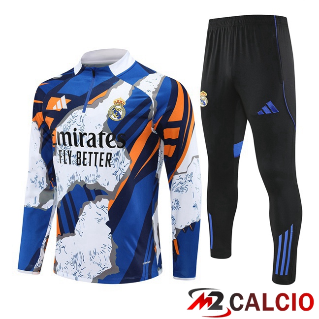 Insieme Tuta Calcio Real Madrid Blu Bianco 2025/2026