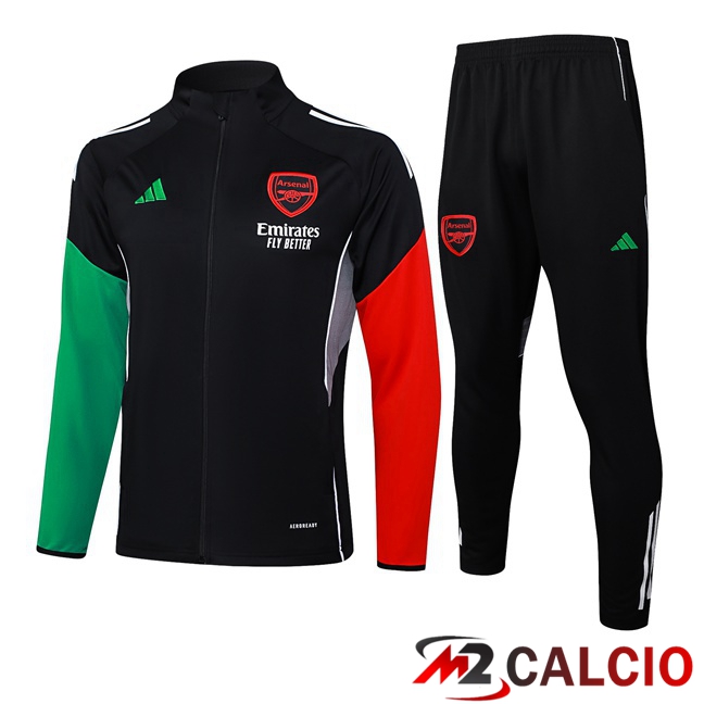 Insieme Tuta Calcio - Giacca Arsenal Nero Rosso Verde 2025/2026