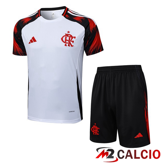Insieme T Shirt Allenamento Flamengo + Pantaloncini Bianco 2025/2026