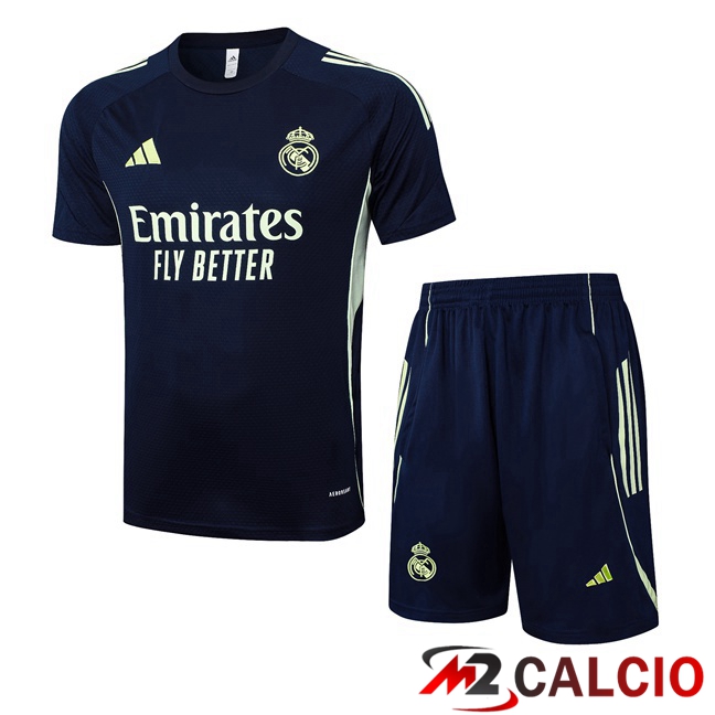 Insieme T Shirt Allenamento Real Madrid + Pantaloncini Blu Reale 2025/2026