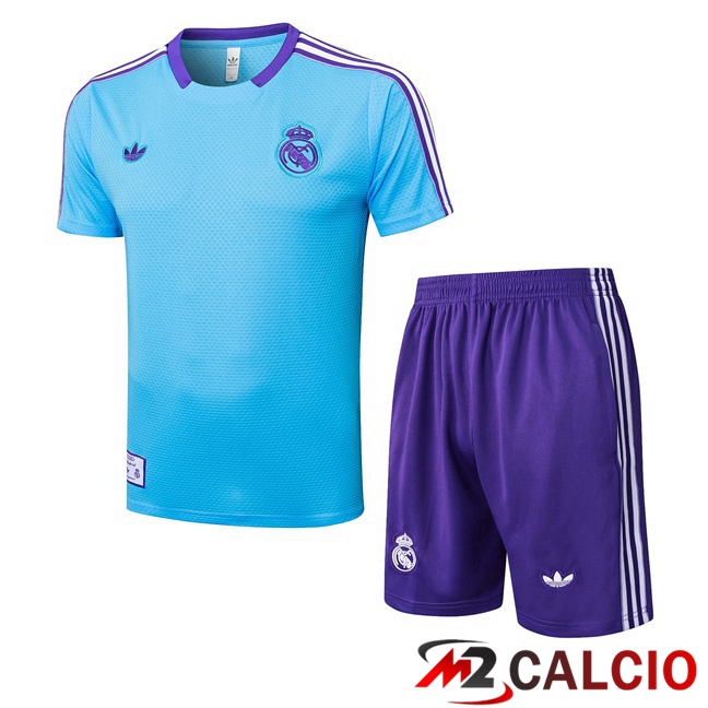 Insieme T Shirt Allenamento Real Madrid + Pantaloncini Blu 2025/2026