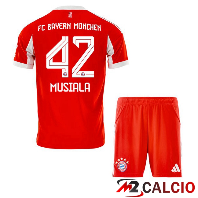Maglie Calcio Bayern Monaco (Musiala 42) Bambino Prima Rosso 2025/2026