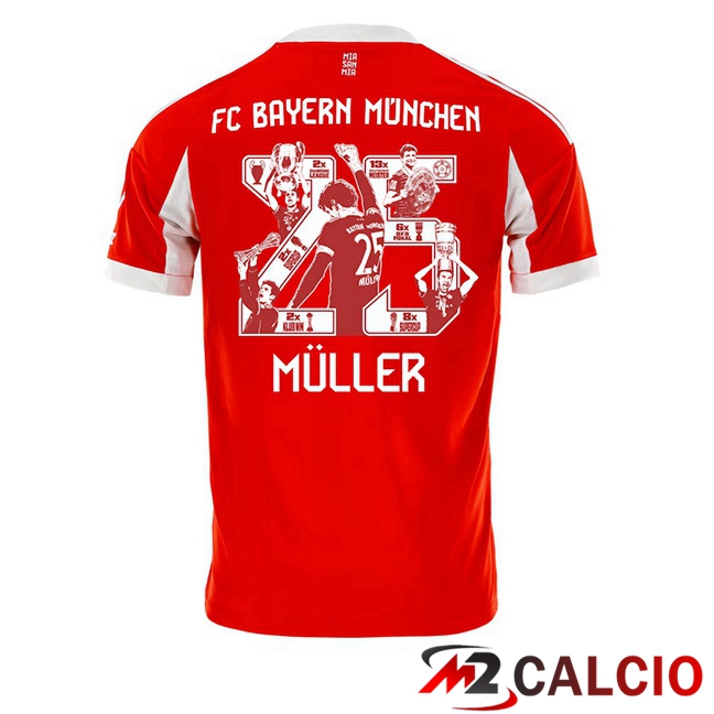 Maglie Calcio Bayern Monaco (Müller 25) Prima Edizione Speciale Rosso 2025/2026