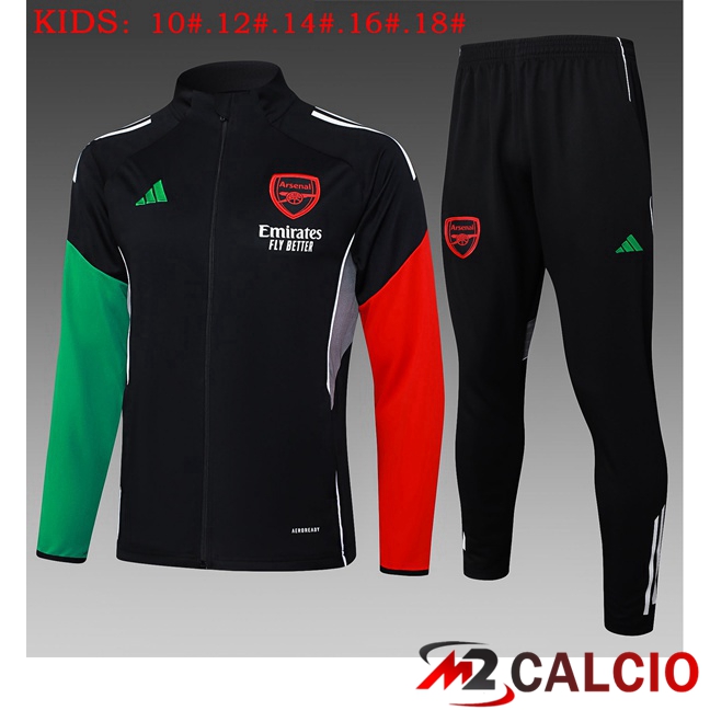Insieme Tuta Calcio - Giacca Arsenal Bambino Nero Rosso Verde 2025/2026