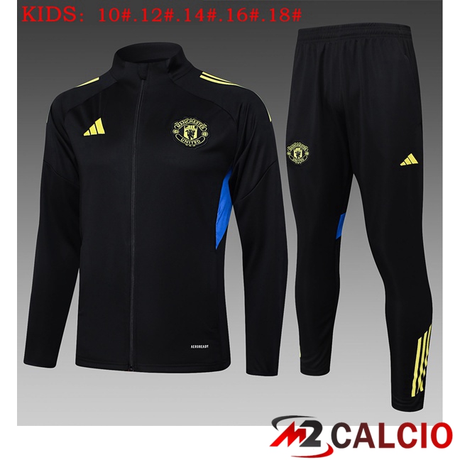 Insieme Tuta Calcio - Giacca Manchester United Bambino Nero 2025/2026