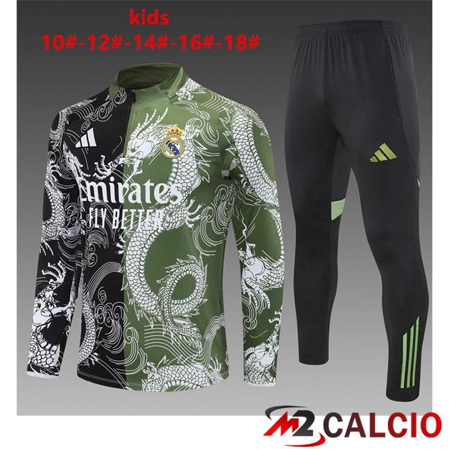 Insieme Tuta Calcio Real Madrid Bambino Nero Verde 2025/2026