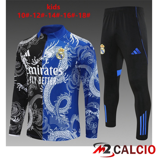 Insieme Tuta Calcio Real Madrid Bambino Nero Blu 2025/2026