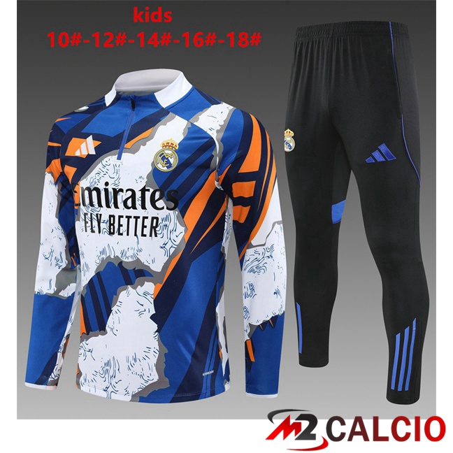 Insieme Tuta Calcio Real Madrid Bambino Blu Bianco 2025/2026