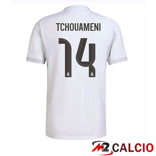 Maglie Calcio Real Madrid (Tchouameni 14) Prima Bianco 2025/2026
