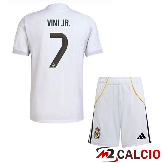 Maglie Calcio Real Madrid (Vini Jr. 7) Bambino Prima Bianco 2025/2026