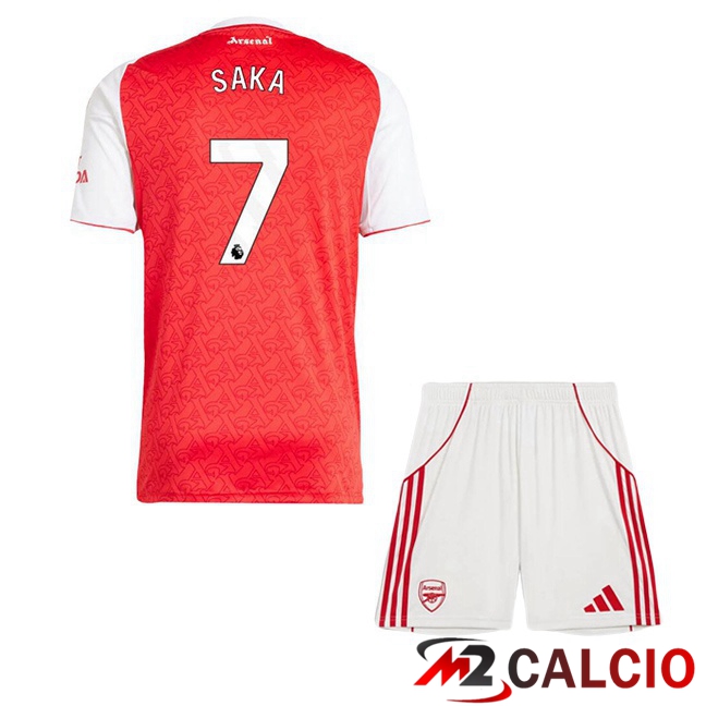 Maglie Calcio Arsenal (SAKA 7) Bambino Prima Rosso Bianco 2025/2026