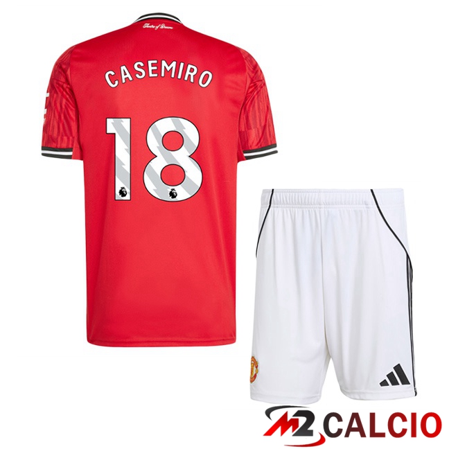 Maglie Calcio Manchester United (CASEMIRO 18) Bambino Prima Rosso 2025/2026
