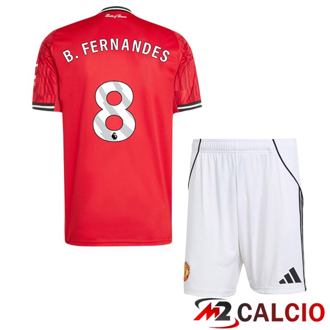 Maglie Calcio Manchester United (B. FERNANDES 8) Bambino Prima Rosso 2025/2026