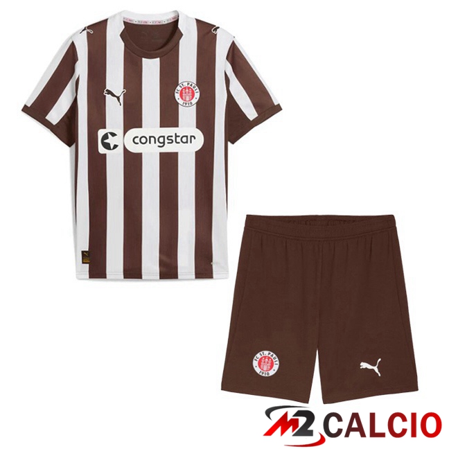 Maglie Calcio FC St. Pauli Bambino Prima Bianco Marrone 2025/2026