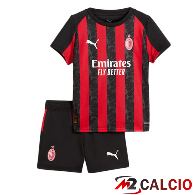 Maglie Calcio AC Milan Bambino Prima Rosso Nero 2025/2026