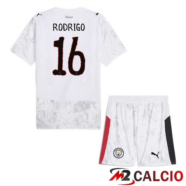 Maglie Calcio Manchester City Club World Cup (Rodrigo 16) Bambino Prima Bianco 2025/2026