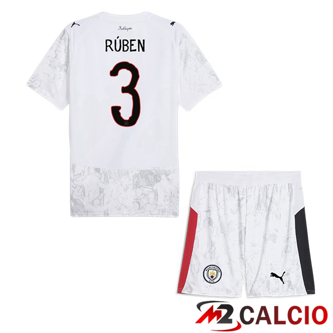 Maglie Calcio Manchester City Club World Cup (Ruben Dias 3) Bambino Prima Bianco 2025/2026