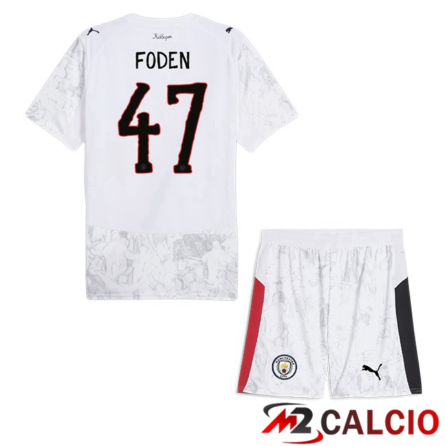 Maglie Calcio Manchester City Club World Cup (Phil Foden 47) Bambino Prima Bianco 2025/2026