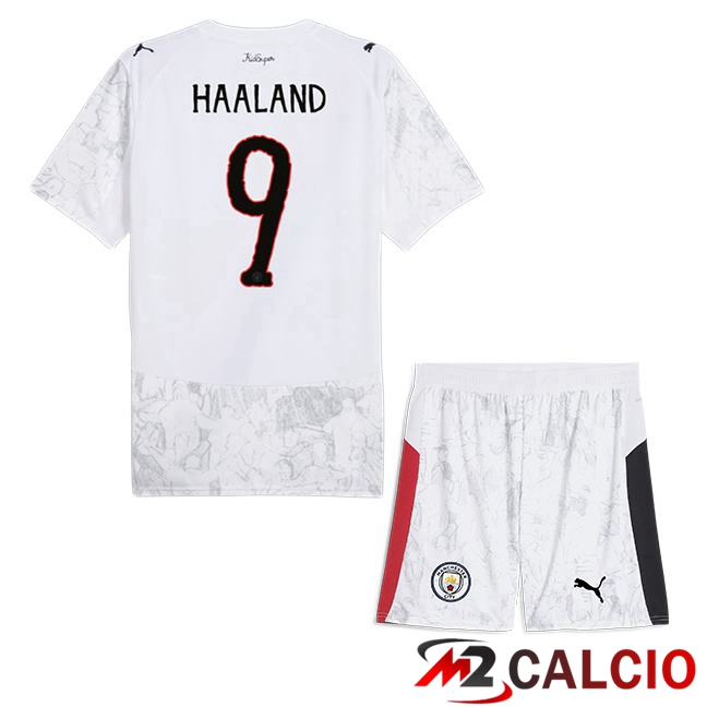 Maglie Calcio Manchester City Club World Cup (Erling Haaland 9) Bambino Prima Bianco 2025/2026