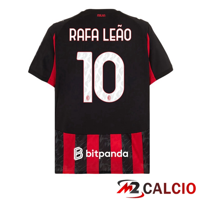 Maglie Calcio AC Milan (Rafa Leão 10) Prima Rosso Nero 2025/2026