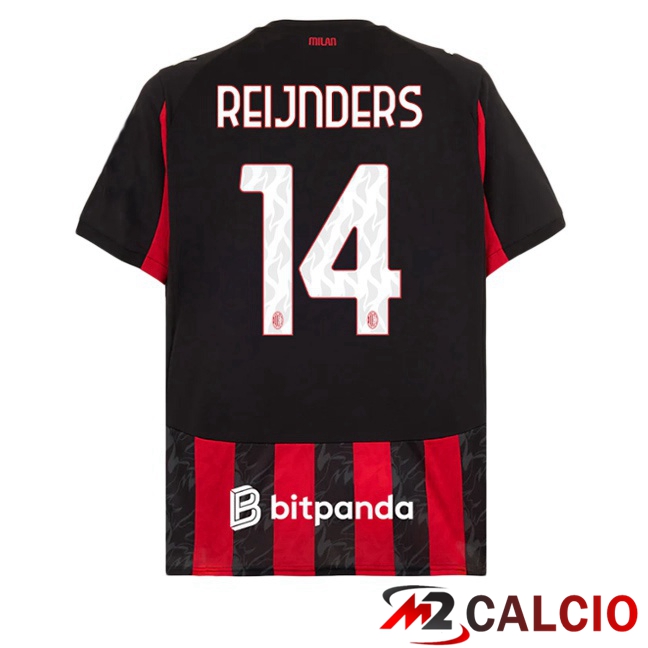 Maglie Calcio AC Milan (Reijnders 14) Prima Rosso Nero 2025/2026