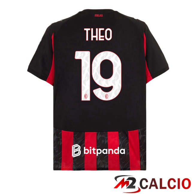 Maglie Calcio AC Milan (THEO 19) Prima Rosso Nero 2025/2026