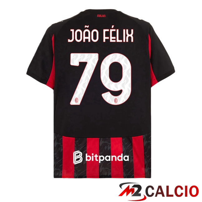 Maglie Calcio AC Milan (João Félix 79) Prima Rosso Nero 2025/2026