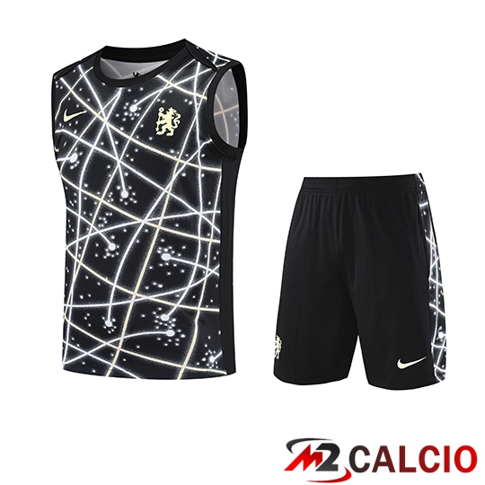 Canotta Allenamento FC Chelsea Bambino Nero/Bianco 2025/2026