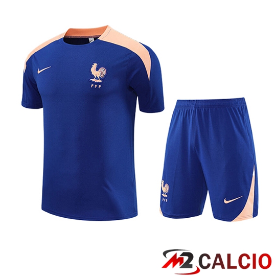 Insieme T Shirt Allenamento Francia Bambino Blu/Rosa 2025/2026