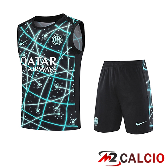 Canotta Allenamento Inter Milan Bambino Nero/Blu 2025/2026
