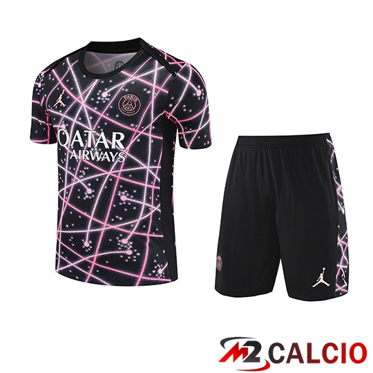 Insieme T Shirt Allenamento PSG Bambino Nero/Rosa 2025/2026
