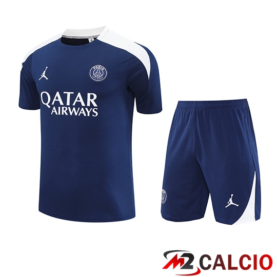 Insieme T Shirt Allenamento PSG Bambino Blu/Bianco 2025/2026