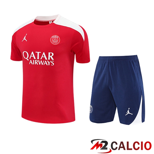 Insieme T Shirt Allenamento PSG Bambino Rosso/Bianco 2025/2026