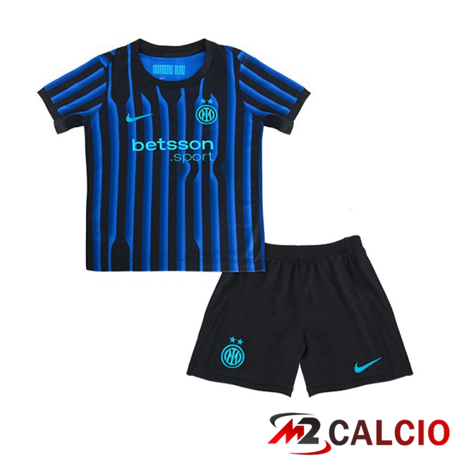 Maglie Calcio Inter Milan Bambino Prima Blu Nero 2025/2026