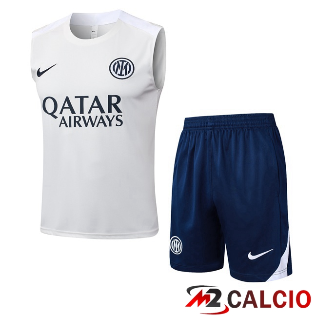 Canotta Allenamento Inter Milan + Pantaloncini Bianco 2025/2026